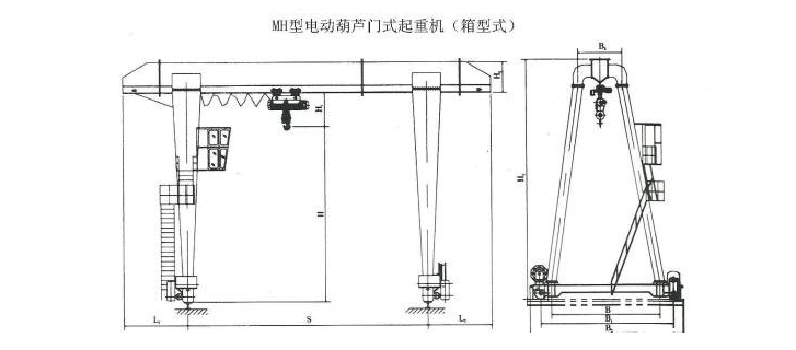 20噸MH型包廂式單梁門式起重機結(jié)構圖